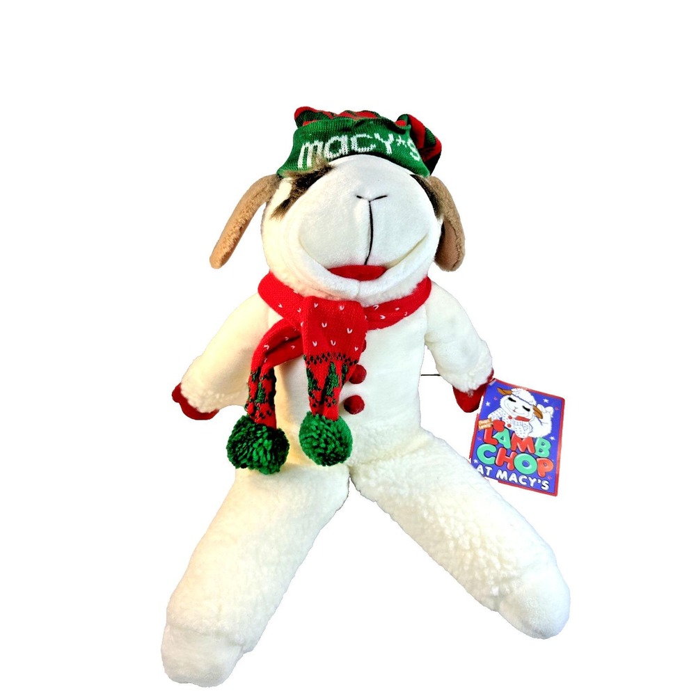 Macy's Lamb Chop Plush Toy 22" 1995 Shari Lewis Holiday Christmas Vintage NOS